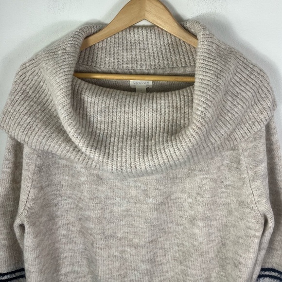 Caslon Cowl Neck Oatmeal Fair Isle Convertible chunky knit Sweater - Picture 9 of 11